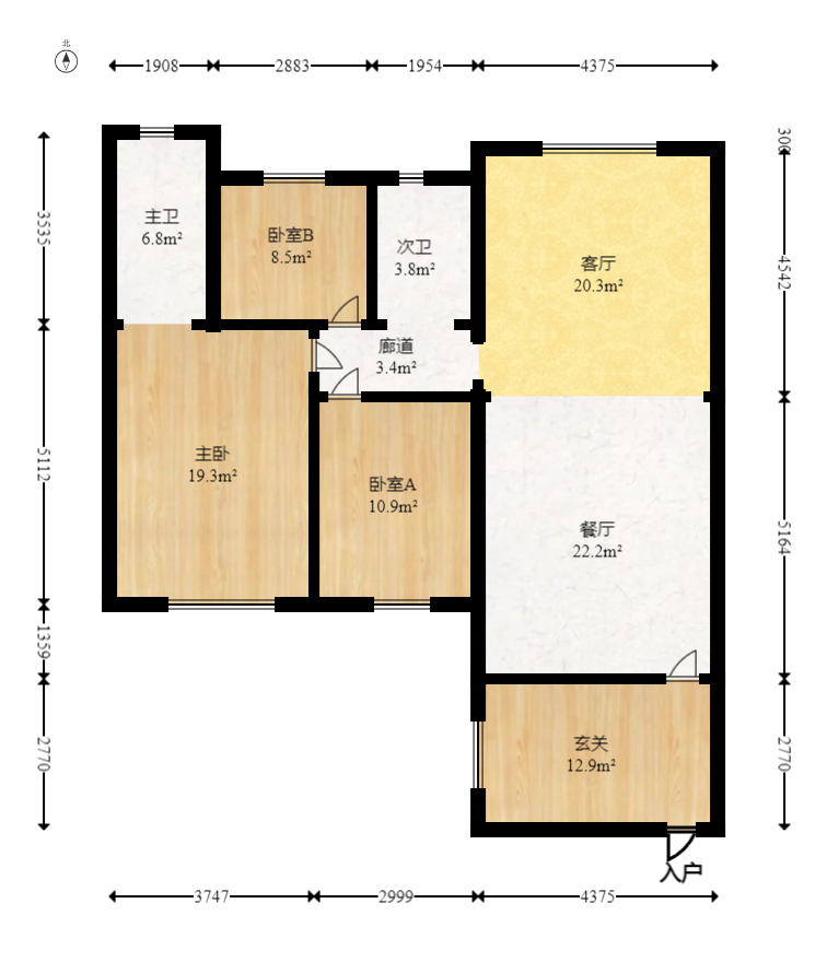 枫华府第  4室2厅1卫   63.60万室内图1