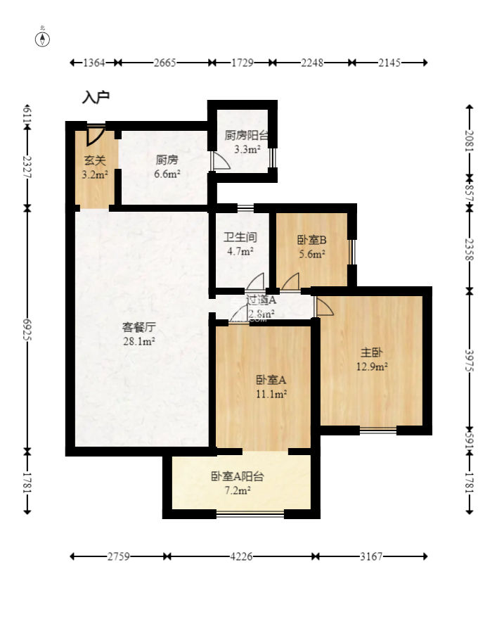 兰亭都荟（璟峰苑）  3室2厅1卫   128.00万