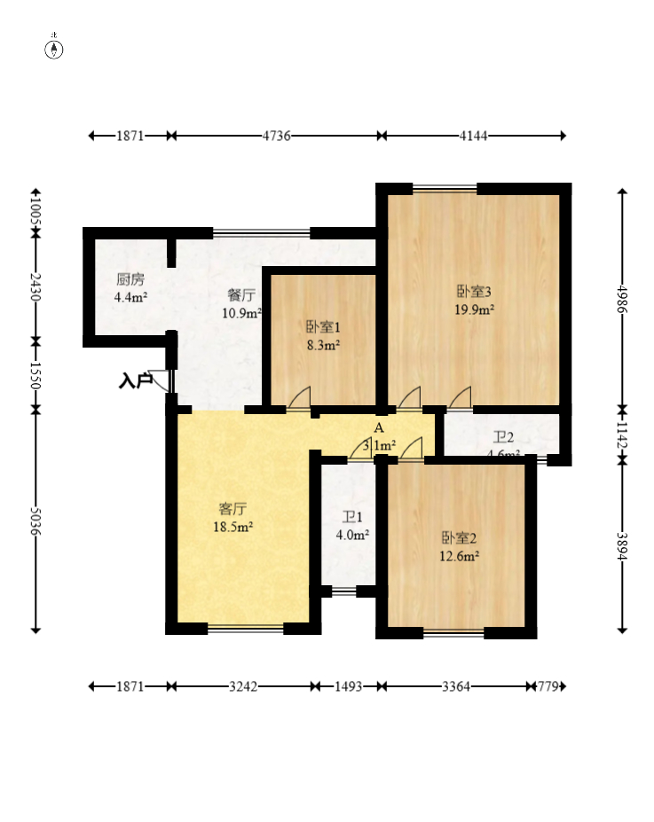和庄 3室2厅2卫 78.8万 和庄 3室2厅2卫 78.8万户型图