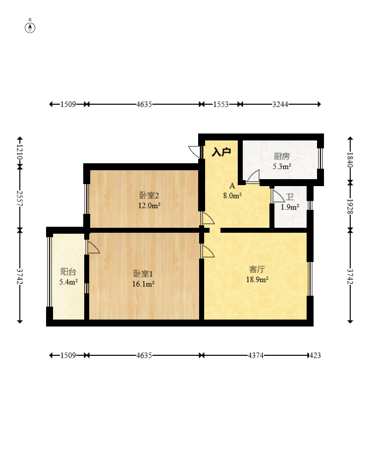 茶园坡社区(原王家冲社区)  2室1厅1卫   35.50万室内图1