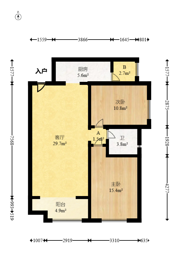 恒大翡翠华庭 2室2厅1卫 91.8万 恒大翡翠华庭 2室2厅1卫 91.8万户型图