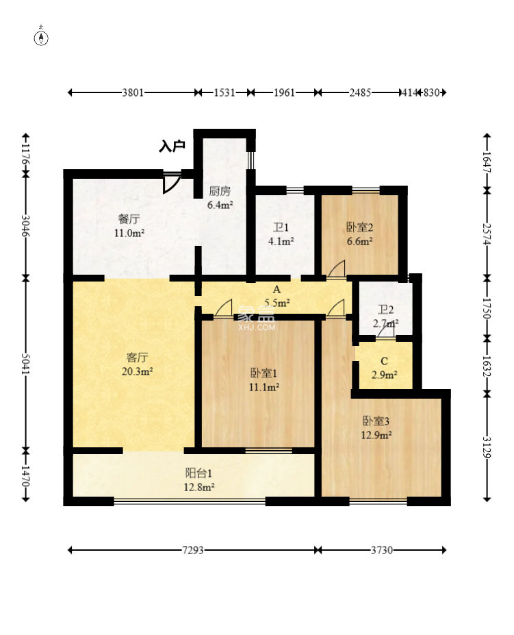 华润翡翠府  3室2厅2卫    145.0万