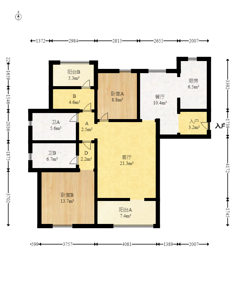 中建嘉和城  3室2厅2卫   92.00万室内图1