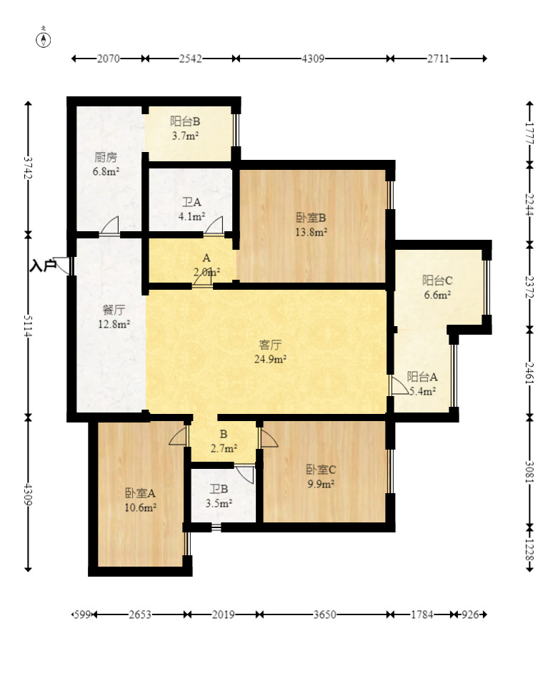 保利城(中航城国际社区、郡原美村) 3室2厅2卫 85.0万 保利城(中航城国际社区、郡原美村) 3室2厅2卫 85.0万户型图