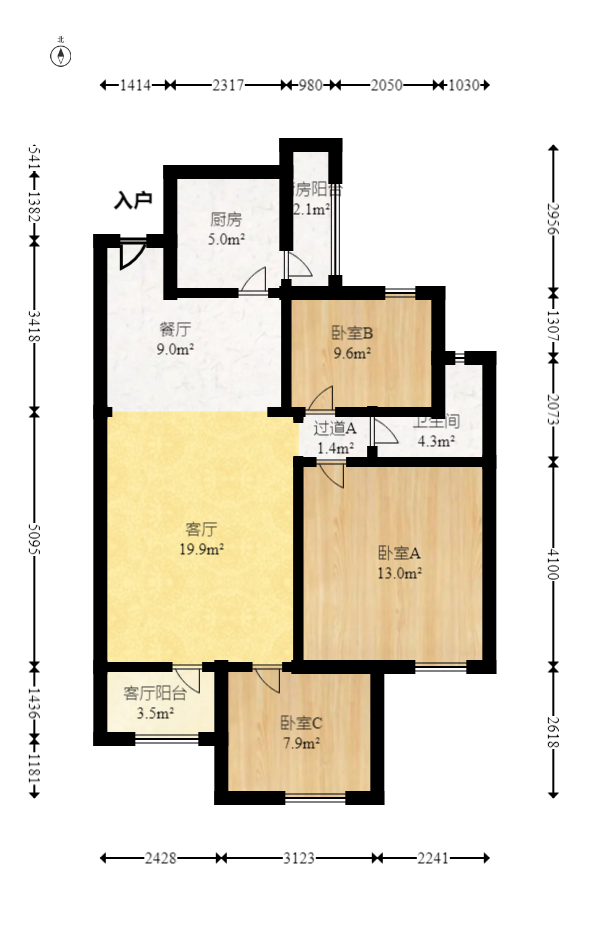 协信星澜汇 3室2厅1卫 106.0万 协信星澜汇 3室2厅1卫 106.0万户型图