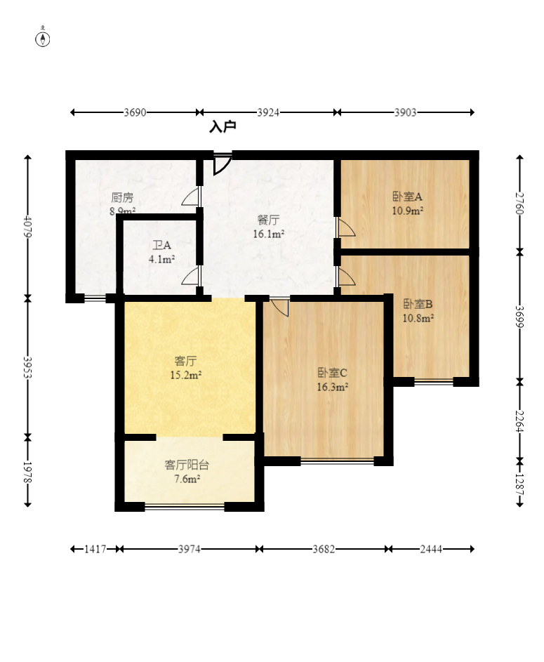 阳光丽城  3室2厅1卫   138.00万室内图1