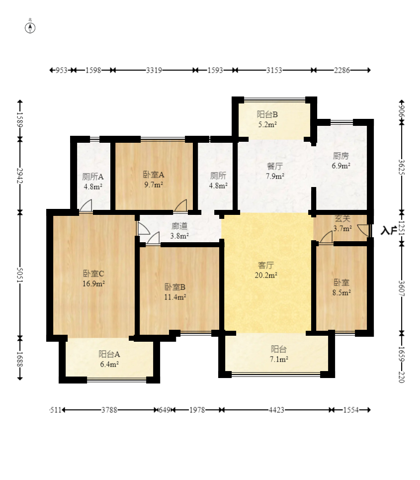 保利天汇  4室2厅2卫   251.00万室内图1