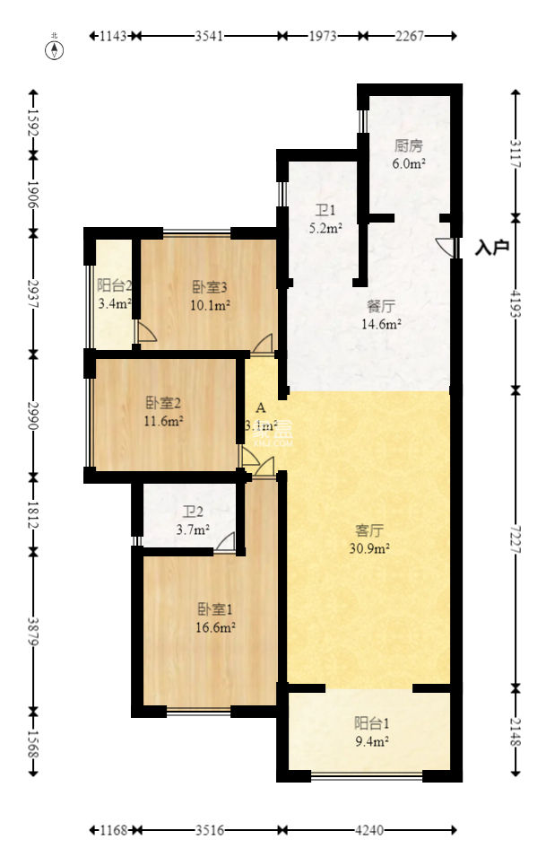 东玺门  3室2厅2卫   140.00万