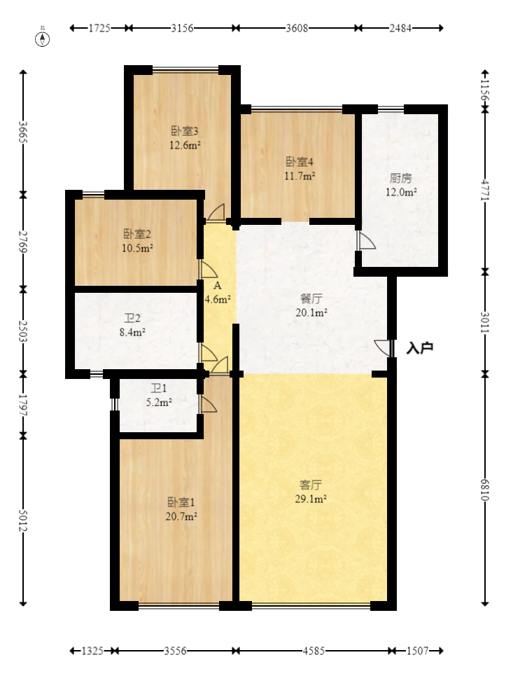 富兴嘉城（富兴汇中央）  4室2厅2卫    149.8万室内图1