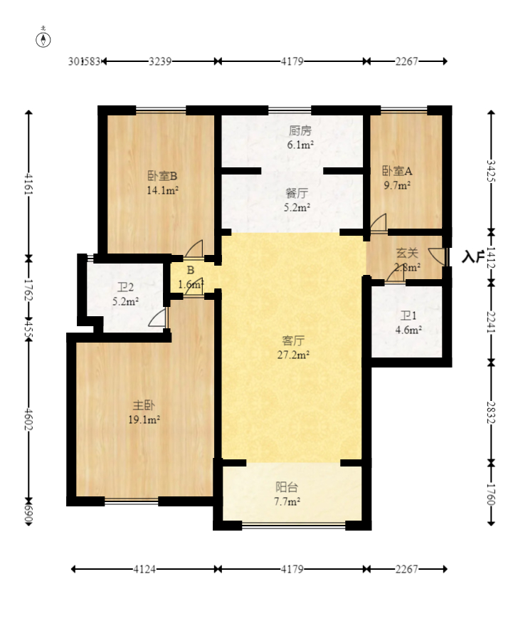 江山帝景哈佛  3室2厅2卫   111.00万室内图1