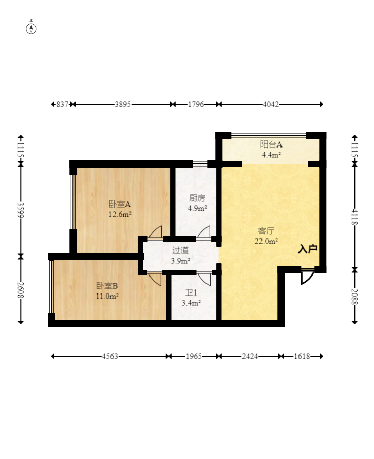 中城丽景香山园 2室2厅1卫 59.0万 中城丽景香山园 2室2厅1卫 59.0万户型图