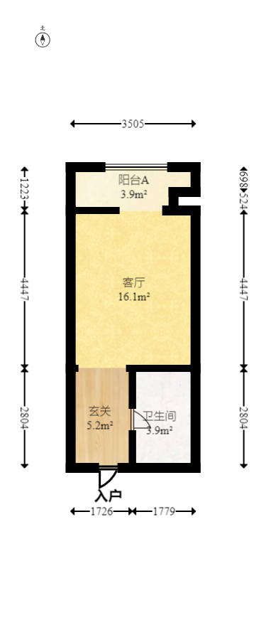 明昇壹城（明昇时代广场）二期  1室1厅1卫   48.80万室内图1