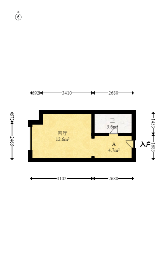新城悦隽公园  1室1厅1卫   16.80万室内图1