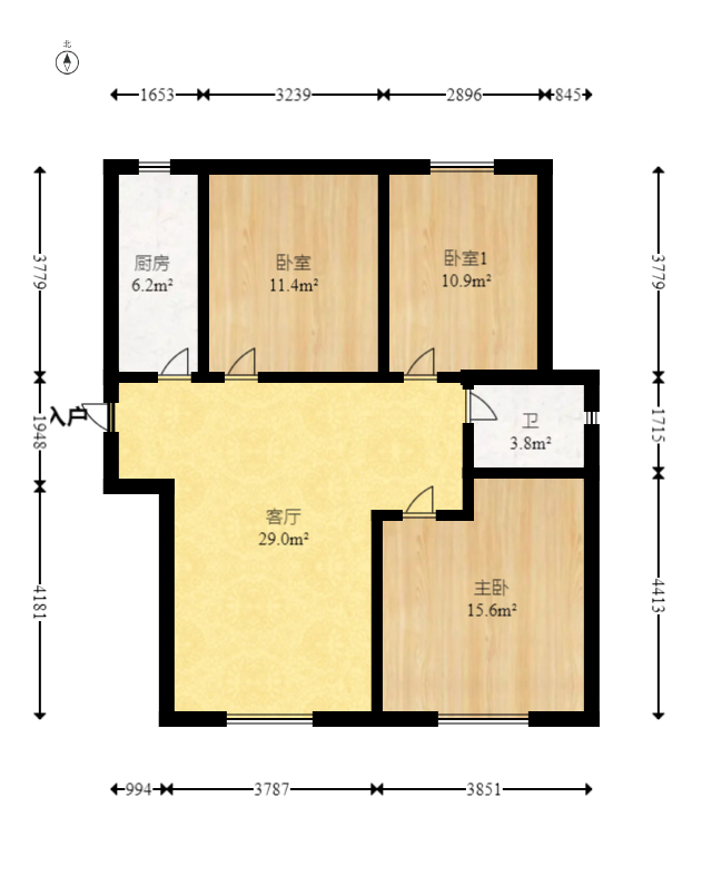 荣盛花语城  3室2厅1卫   60.80万室内图1