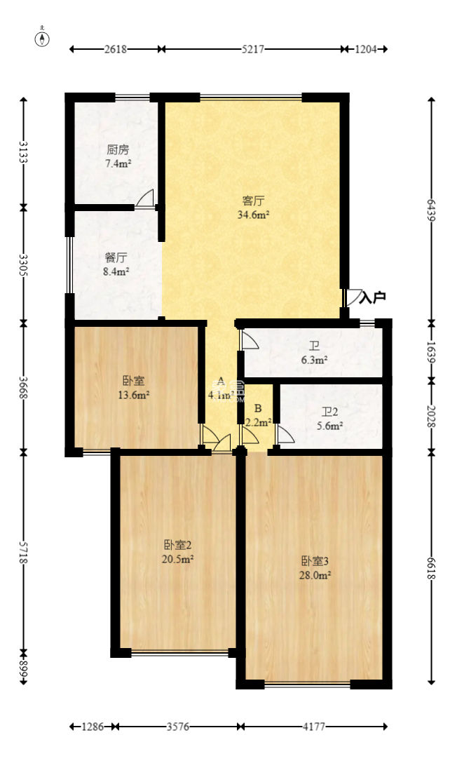 時代天驕  3室2廳1衛(wèi)   111.00萬