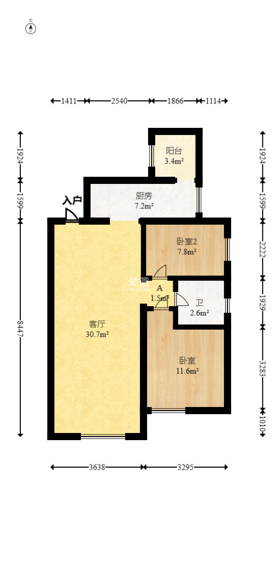 天麓尚层  2室2厅1卫   56.00万