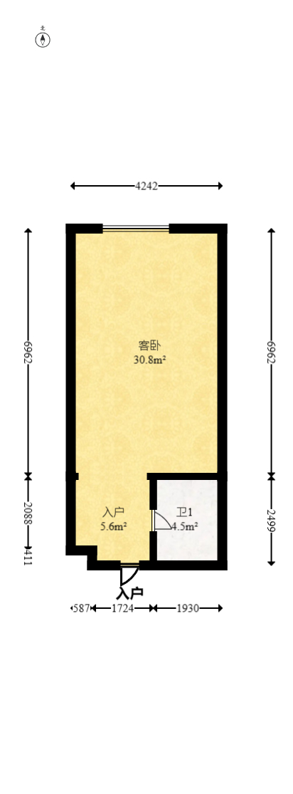 星城映象  1室1厅1卫    35.68万室内图1