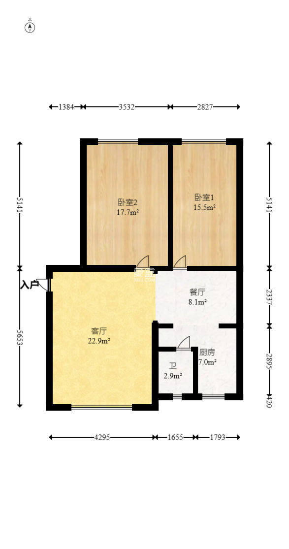 旭日東升 2室2廳1衛 68.80萬