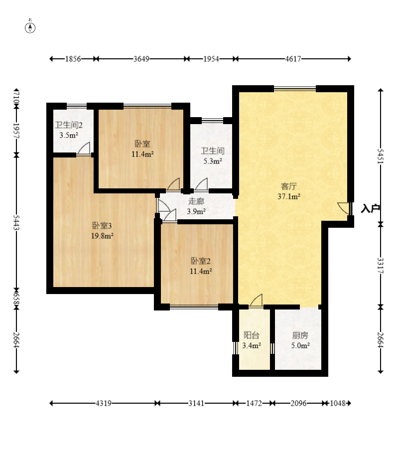 湘预家园  3室2厅2卫    74.99万 湘预家园  3室2厅2卫    74.99万户型图