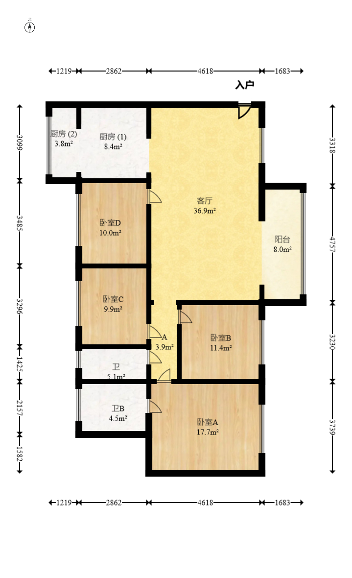 振業(yè)城四期  4室2廳2衛(wèi)    217.0萬室內(nèi)圖1