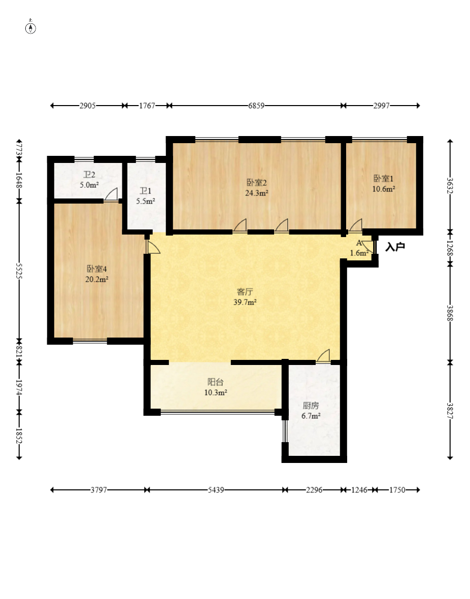 金湘苑(星澜之悦) 4室2厅1卫 80.0万 金湘苑(星澜之悦) 4室2厅1卫 80.0万户型图