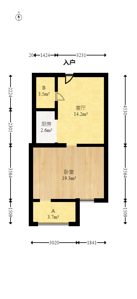 万博汇  1室1厅1卫   68.00万室内图1
