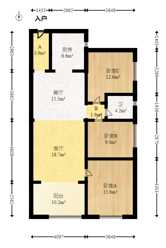 哈佛小镇（五矿哈佛小镇）  3室2厅1卫   68.00万室内图1
