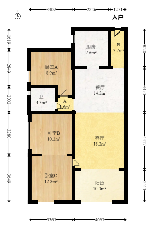 五矿紫湖香醍  2室2厅1卫   79.00万室内图1