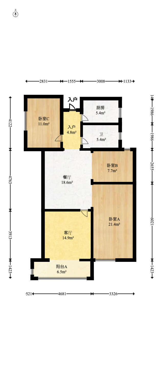 正荣悦玺  4室2厅2卫   150.00万室内图1