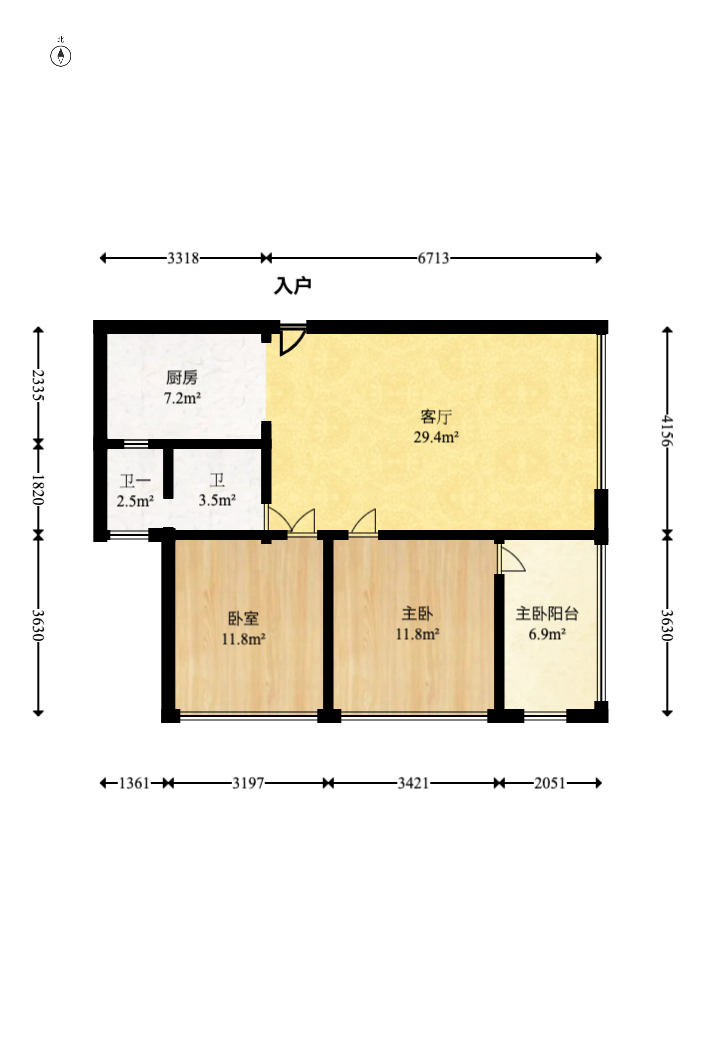 晶华美地  2室2厅1卫   43.90万室内图1