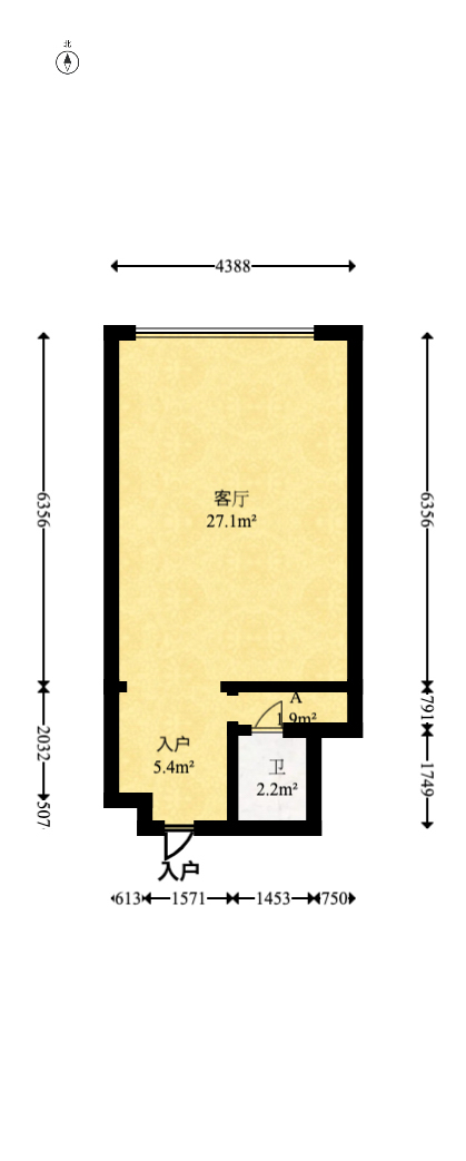 时代星空  1室1厅1卫   23.00万室内图1