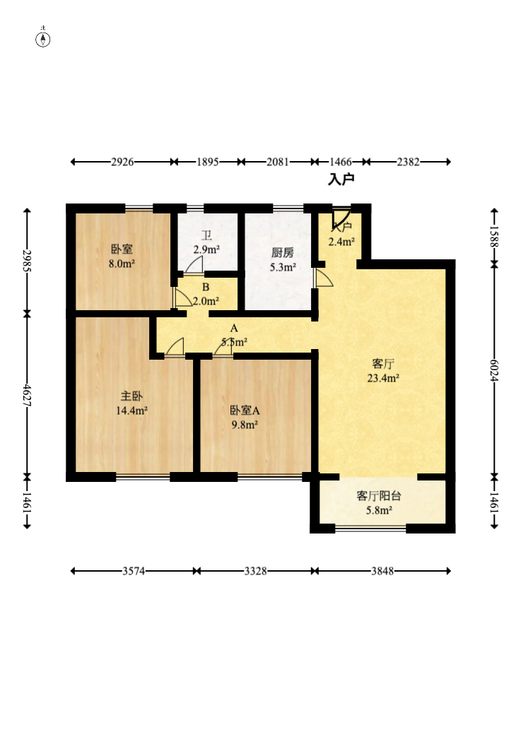 金科时代中心 3室2厅1卫 60.8万 金科时代中心 3室2厅1卫 60.8万户型图