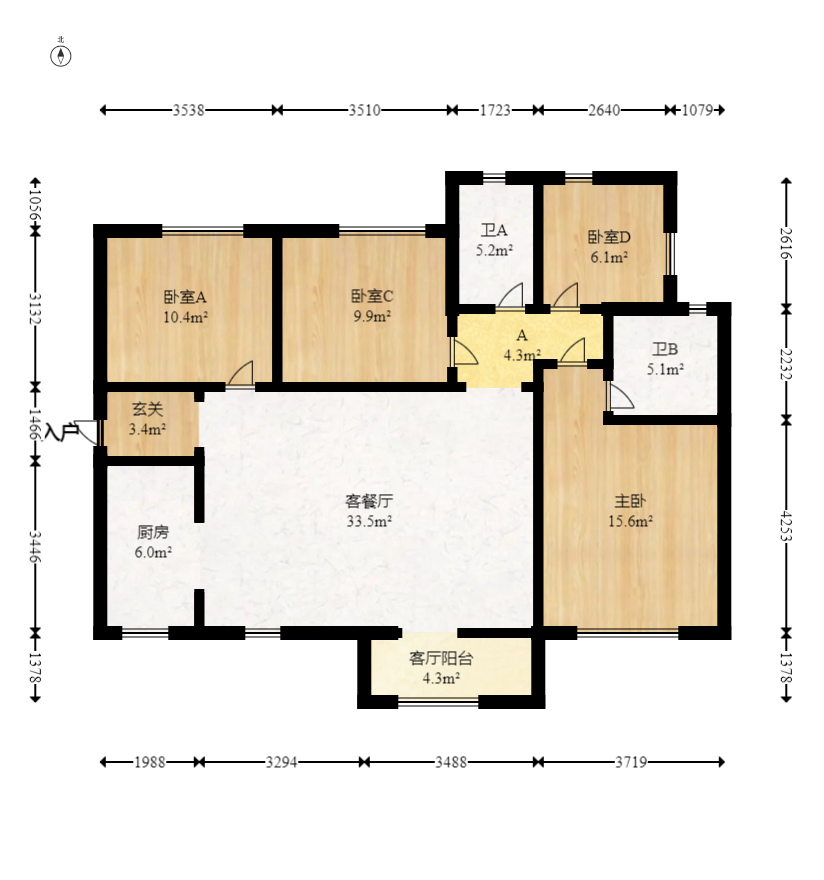 保利天禧D区  4室2厅2卫    227.92万室内图1