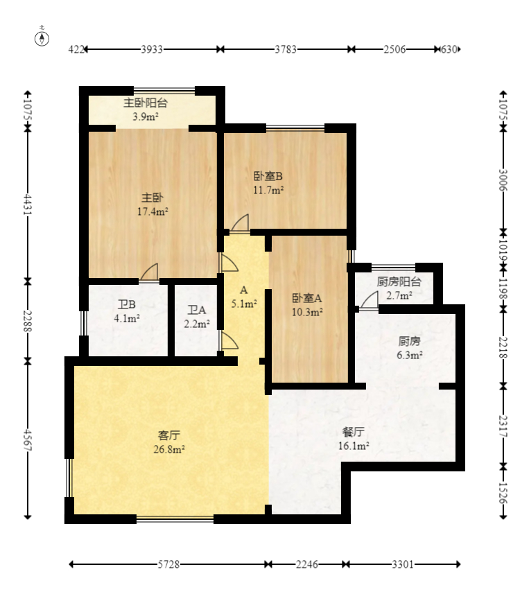 沁园春  3室2厅2卫   149.60万室内图1