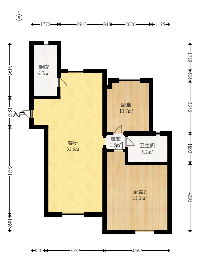 东业苹果社区 2室2厅1卫 58.0万 东业苹果社区 2室2厅1卫 58.0万户型图