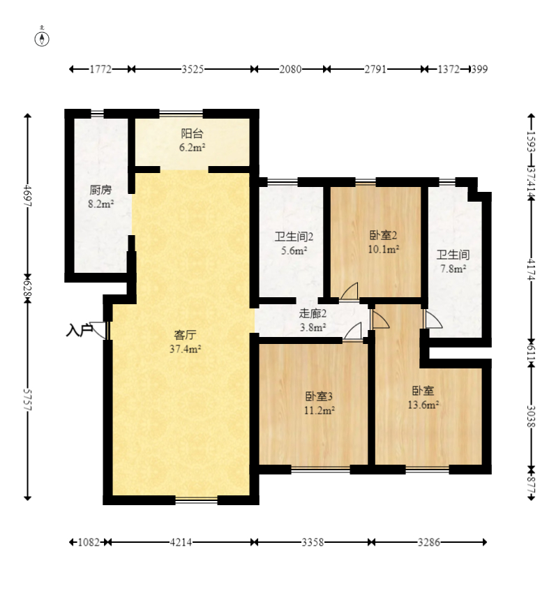 金科天悦(金科美邻汇) 3室2厅2卫 79.8万 金科天悦(金科美邻汇) 3室2厅2卫 79.8万户型图