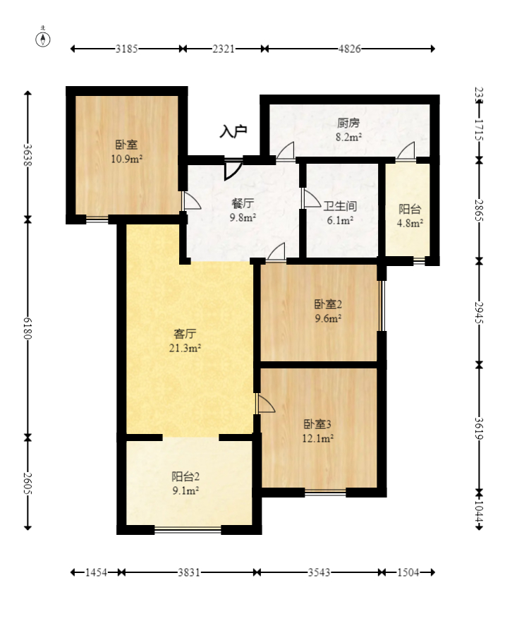 旭辉华庭 3室2厅1卫 75.89万 旭辉华庭 3室2厅1卫 75.89万户型图