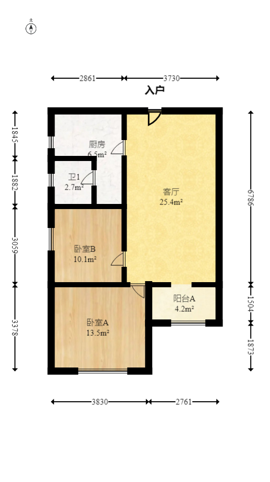 海拔东方  2室2厅1卫   58.00万室内图1