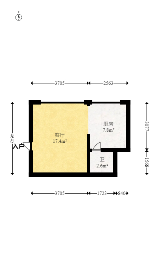 他城（天鸿时代公寓）  2室1厅1卫   39.00万室内图1