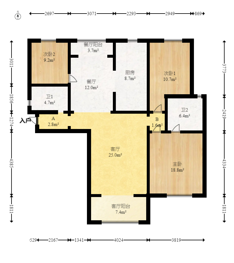 碧桂园威尼斯城 3室2厅2卫 85.0万 碧桂园威尼斯城 3室2厅2卫 85.0万户型图