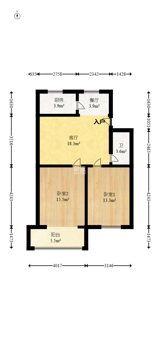 德政园  2室2厅1卫   45.00万