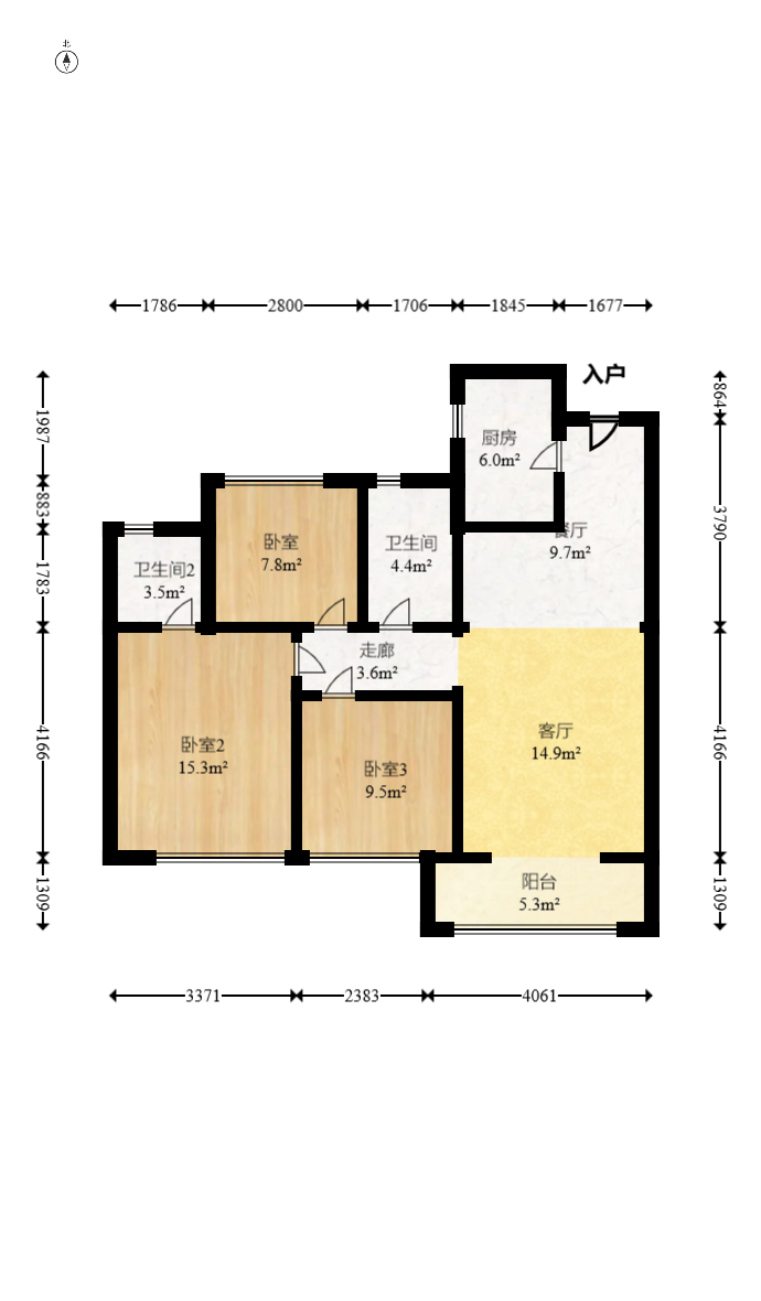 华远海蓝郡  3室2厅2卫    60.8万 华远海蓝郡  3室2厅2卫    60.8万户型图