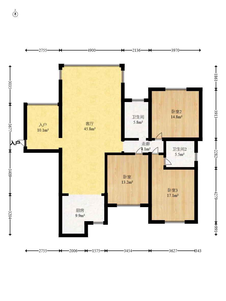 紫华郡  3室2厅2卫    89.0万 紫华郡  3室2厅2卫    89.0万户型图