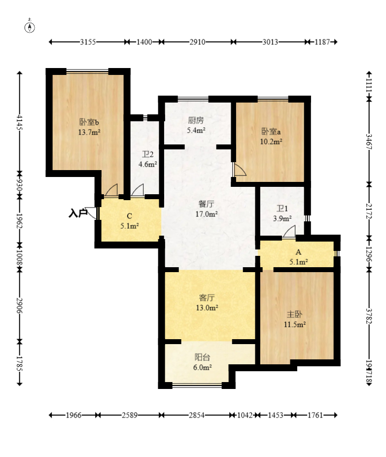 美的翰城  3室2厅2卫    70.0万 美的翰城  3室2厅2卫    70.0万户型图
