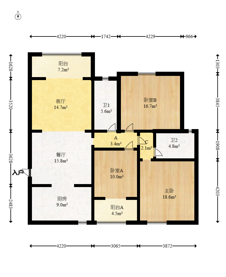 江山帝景雅典  3室2厅2卫    105.0万 江山帝景雅典  3室2厅2卫    105.0万户型图