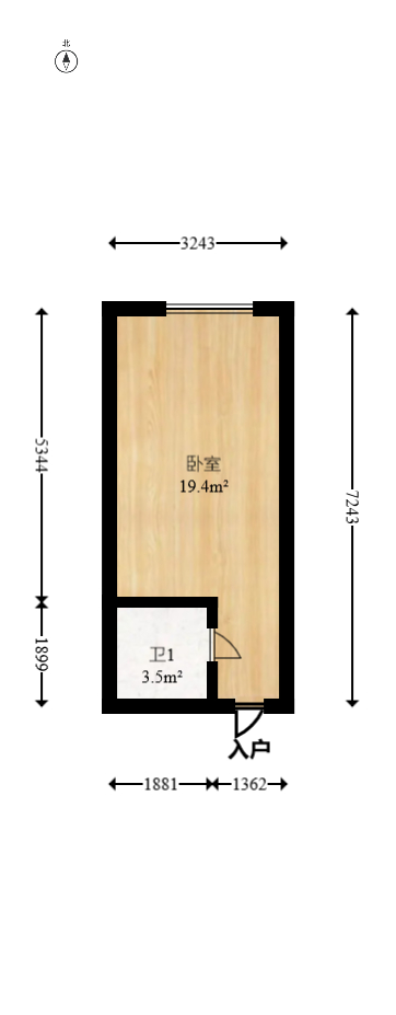 洋湖时代  1室1厅1卫   19.00万室内图1