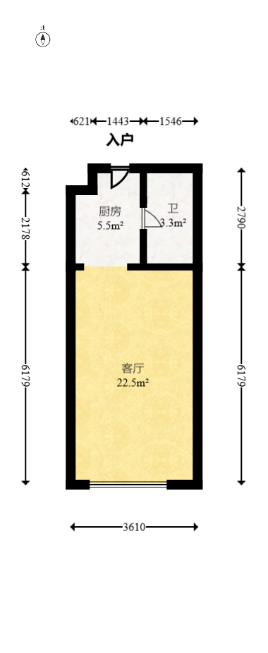 佳兆业云顶梅溪湖（佳兆业梅溪荟）  1室1厅1卫   50.00万室内图1