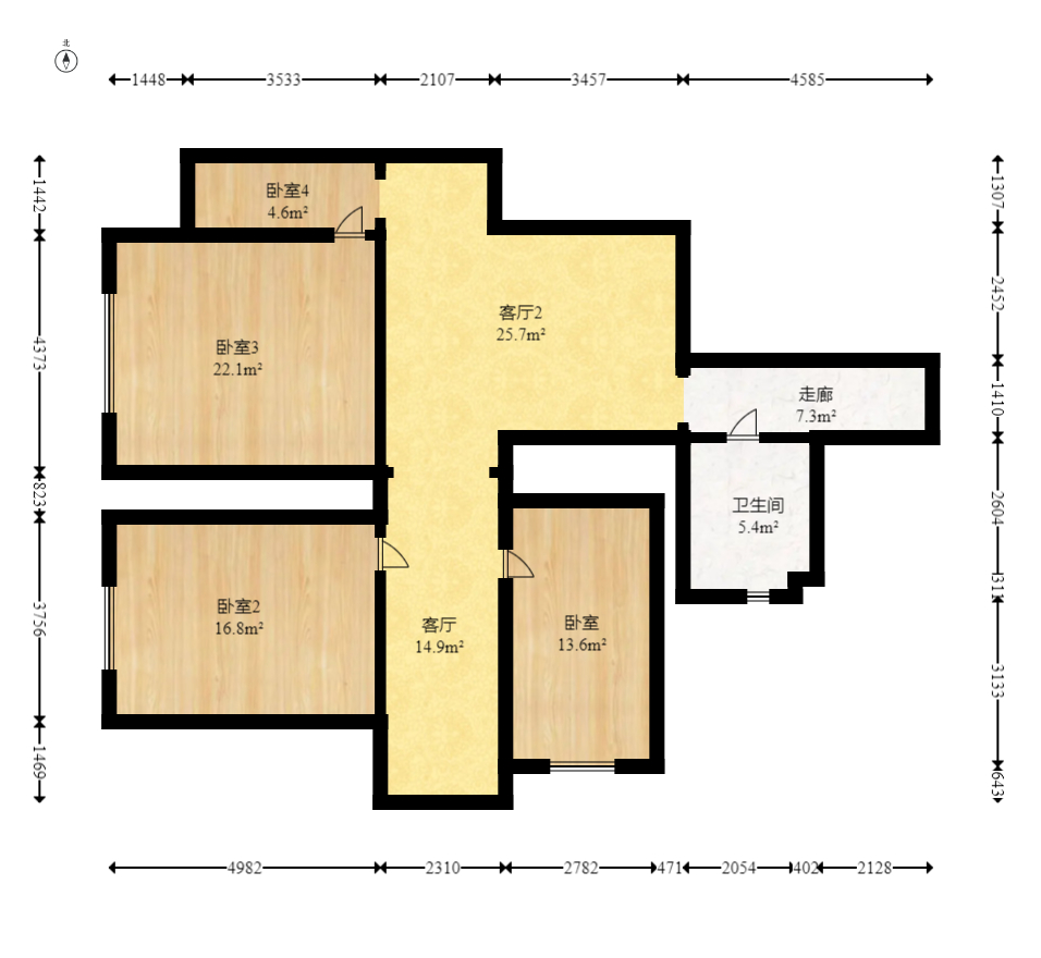 三景华御 3室2厅2卫 76.9万 三景华御 3室2厅2卫 76.9万户型图