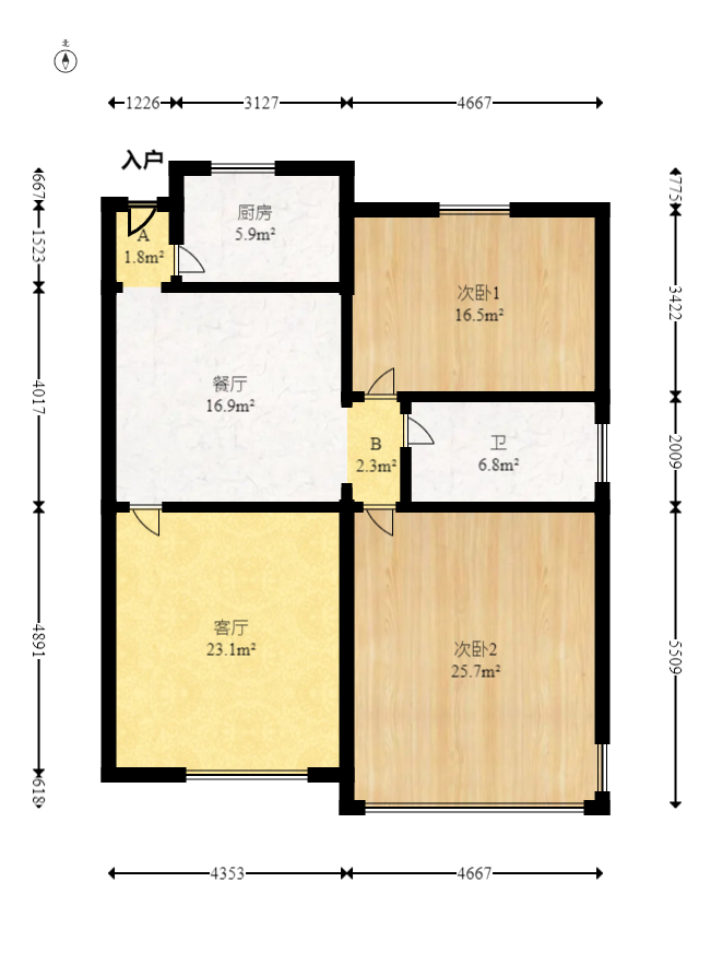 湖南第六工程有限公司机关小区（六公司机关大院）  2室2厅1卫   102.80万室内图1