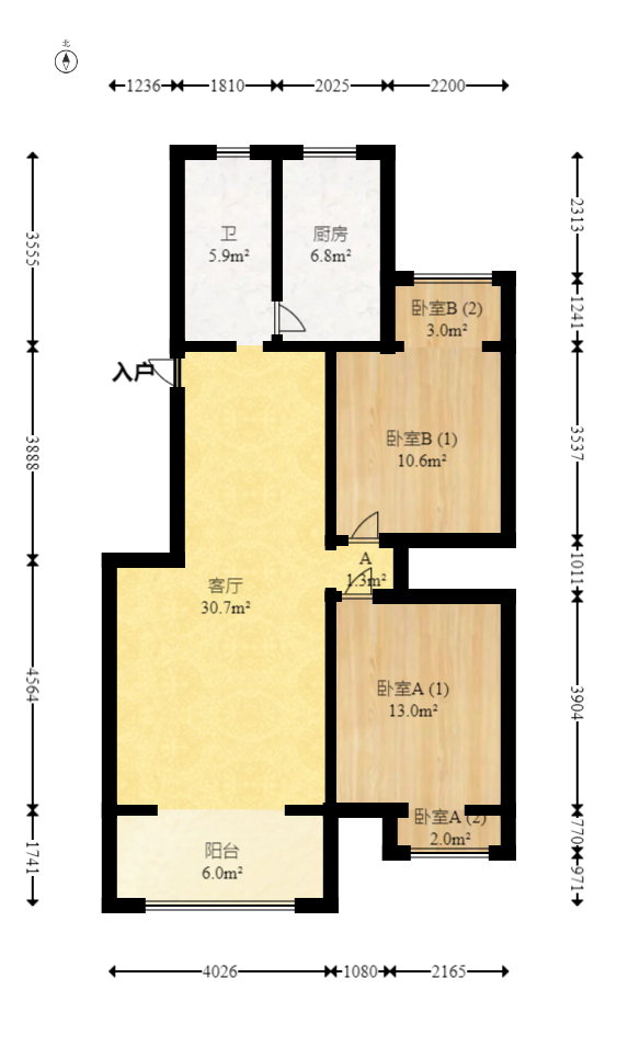 西子湖畔沃府  2室2厅1卫   96.80万室内图1